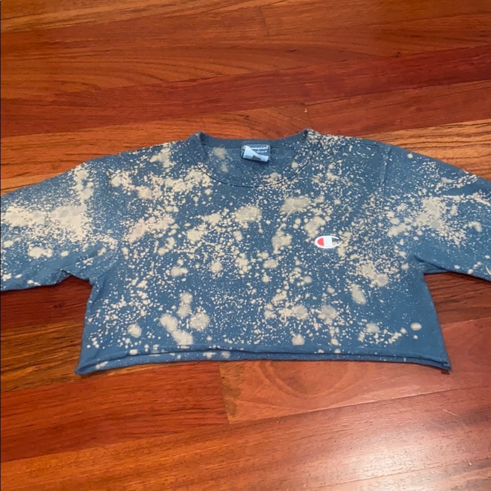 Dark teal and tan acid dye champion crop top!
